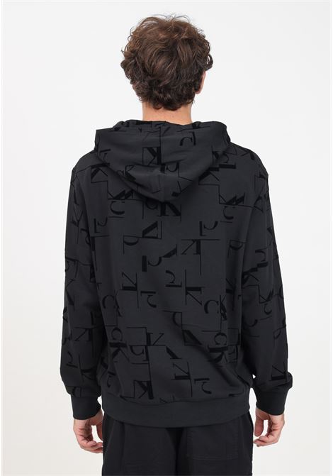 Black hooded sweatshirt for men characterized by monogram logo print CALVIN KLEIN JEANS | J30J3256420GK0GK